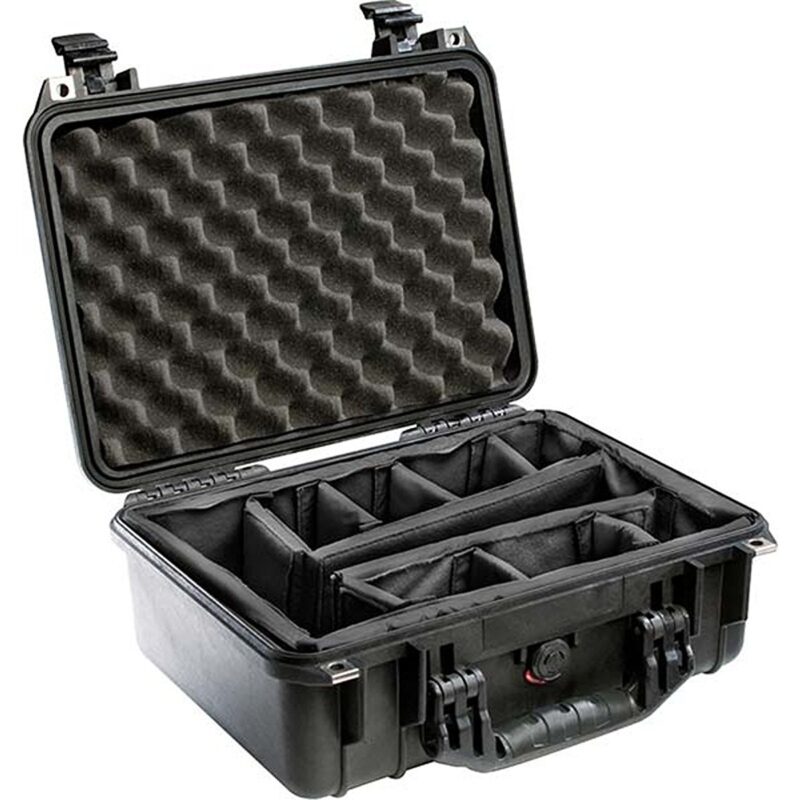 Pelican 1454 Protector Case Black with Padded Dividers Watertight Crushproof Utility Organizer 1450-004-110