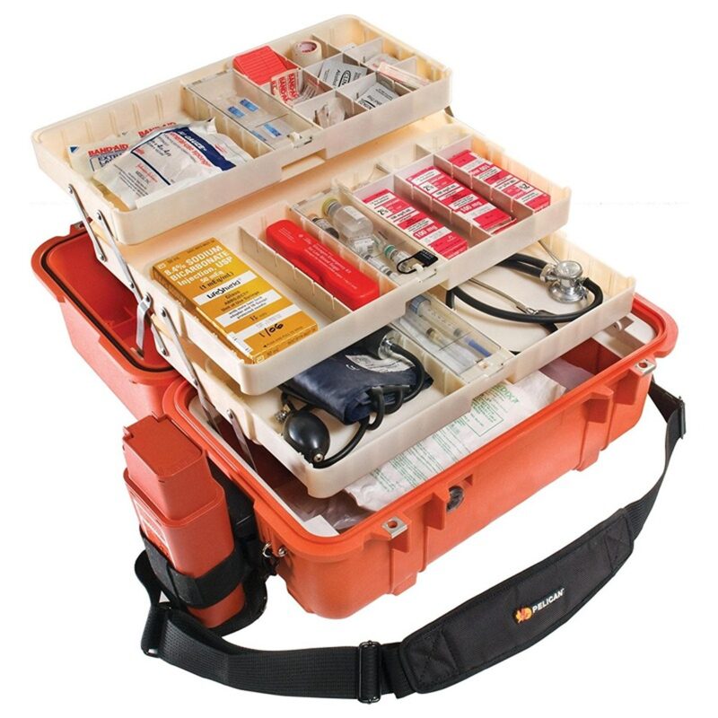 Pelican 1460EMS Medical Case Orange EMS Organizer Tray Lockable Compartment Watertight High Visibility 1460-005-150
