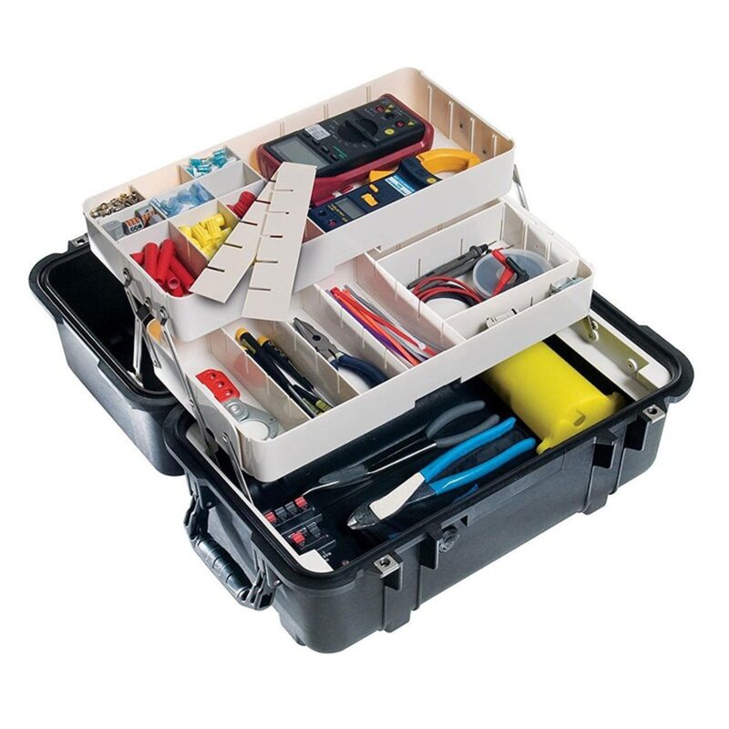Pelican 1460TOOL Tool Case Black with 2 Trays Adjustable Dividers Watertight IP66 1460-007-110