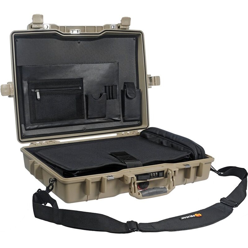 Pelican 1495CC#1 Laptop Case Desert Tan 17 Inch Computer Sleeve Lid Organizer Combination Lock Watertight 1495-003-190