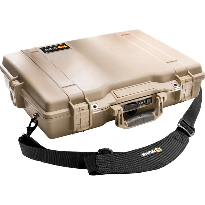 Pelican 1495CC#2 Laptop Case Desert Tan with Foam Lid Organizer Padded Sleeve Combination Lock Watertight 1495-008-190