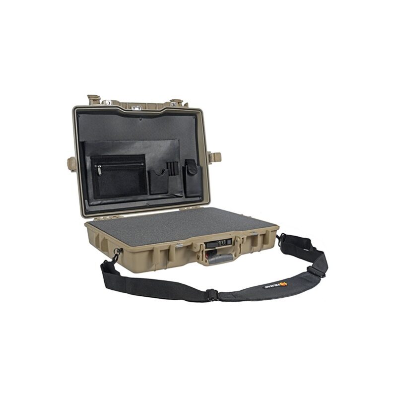Pelican 1495CC#2 Laptop Case Desert Tan with Foam Lid Organizer Padded Sleeve Combination Lock Watertight 1495-008-190