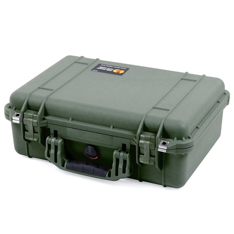 Pelican 1500NF Protector Case OD Green No Foam Watertight Crushproof Empty Interior 1500-001-130