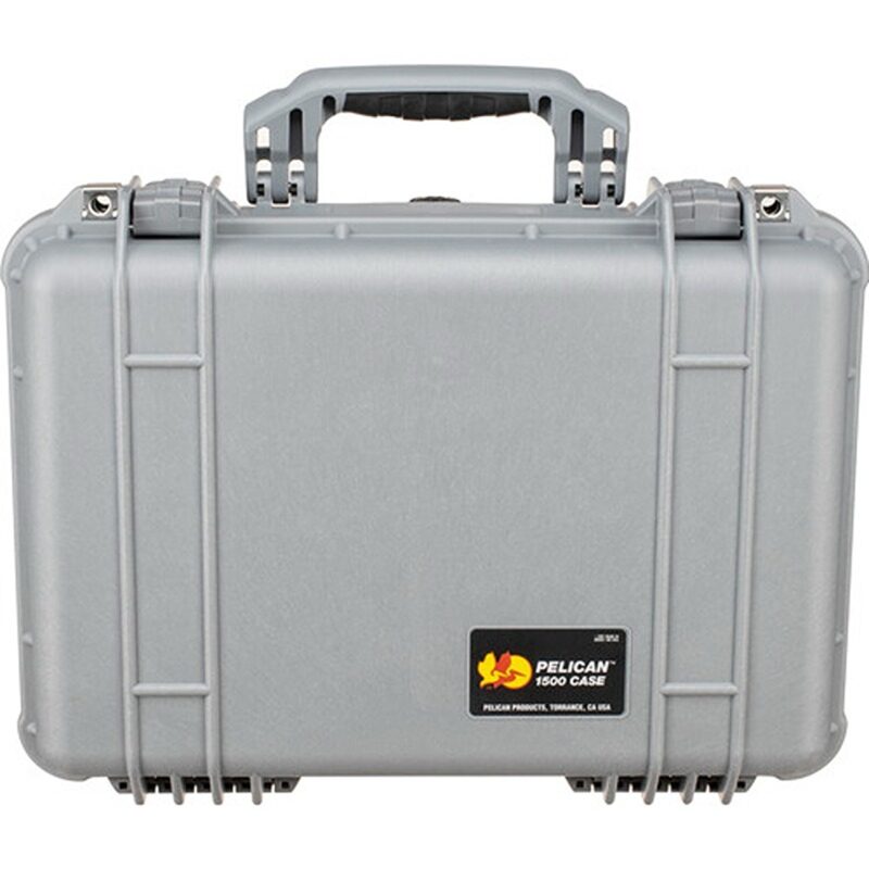 Pelican 1500NF Protector Case Silver No Foam Watertight Crushproof Empty Interior 1500-001-180