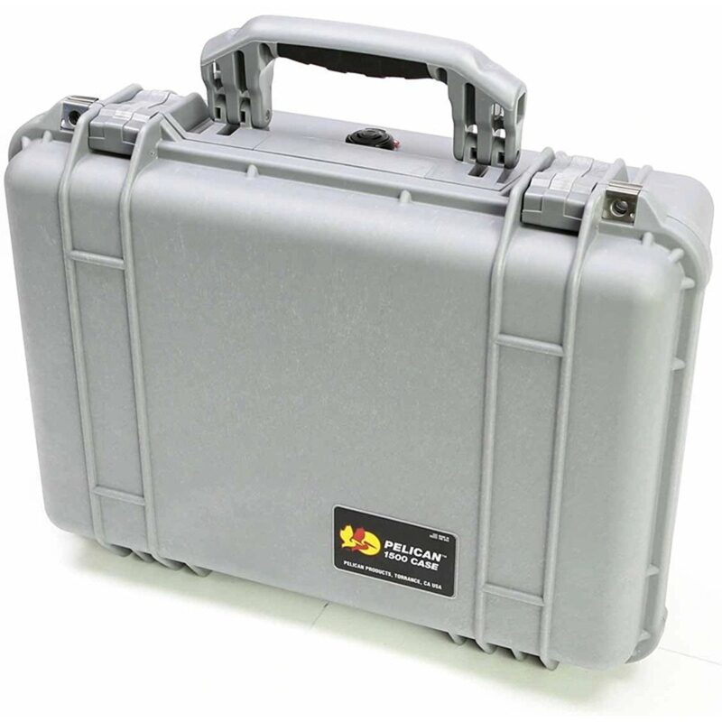 Pelican 1500NF Protector Case Silver No Foam Watertight Crushproof Empty Interior 1500-001-180