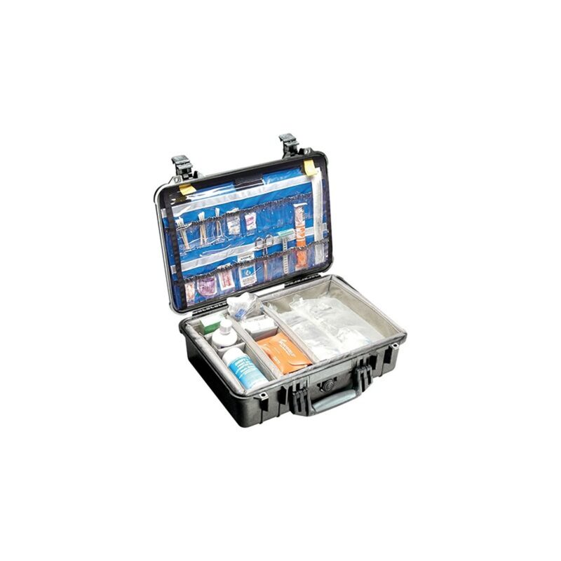 Pelican 1500EMS Medical Case Black with Lid Organizer & Padded Dividers Watertight Crushproof 1500-005-110