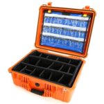 Pelican 1500EMS Medical Case Orange with Lid Organizer & Padded Dividers Watertight High Visibility 1500-005-150