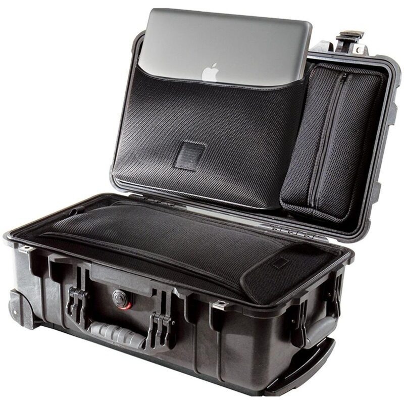 Pelican 1510LOC Carry-On Laptop Case Black with Sleeve & Pouch Watertight Crushproof Wheels 1510-006-110