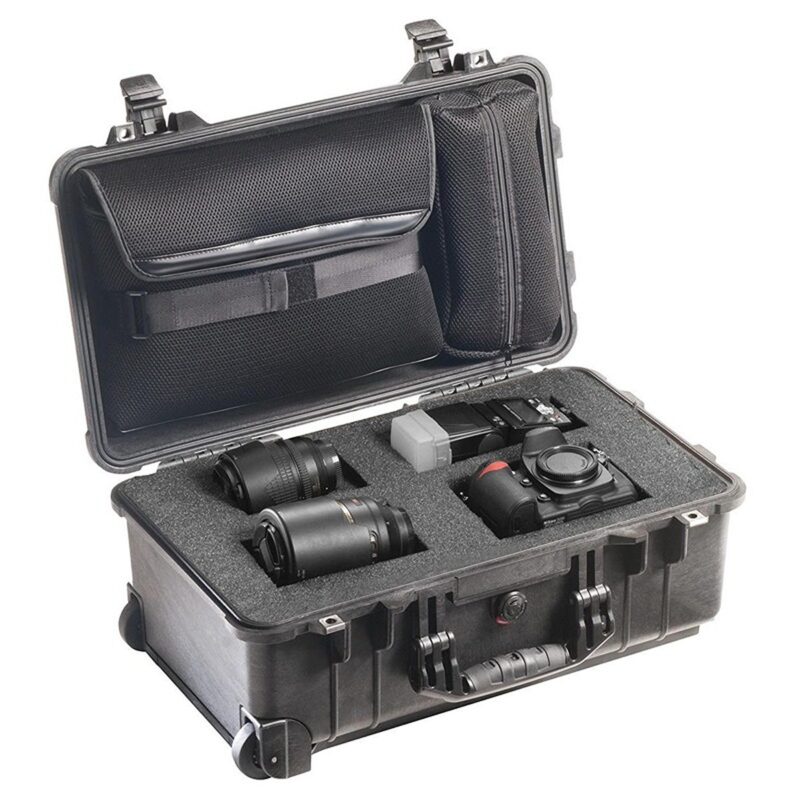 Pelican 1510LOC Carry-On Laptop Case Black with Sleeve & Pouch Watertight Crushproof Wheels 1510-006-110