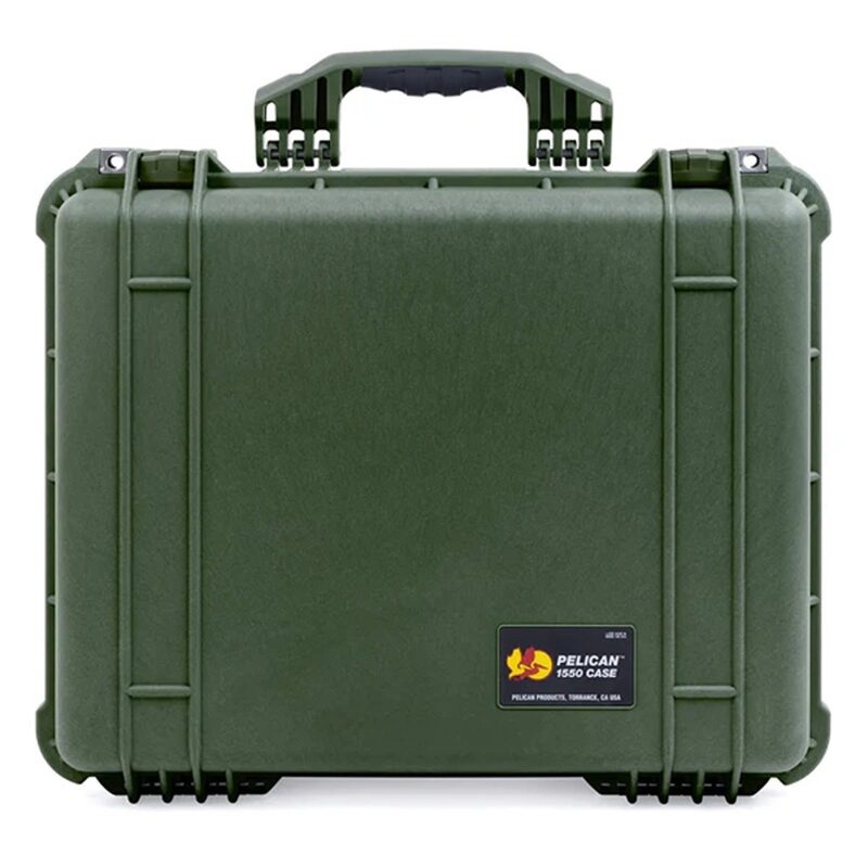 Pelican 1550NF Protector Case OD Green No Foam Watertight Crushproof Empty Interior 1550-001-130