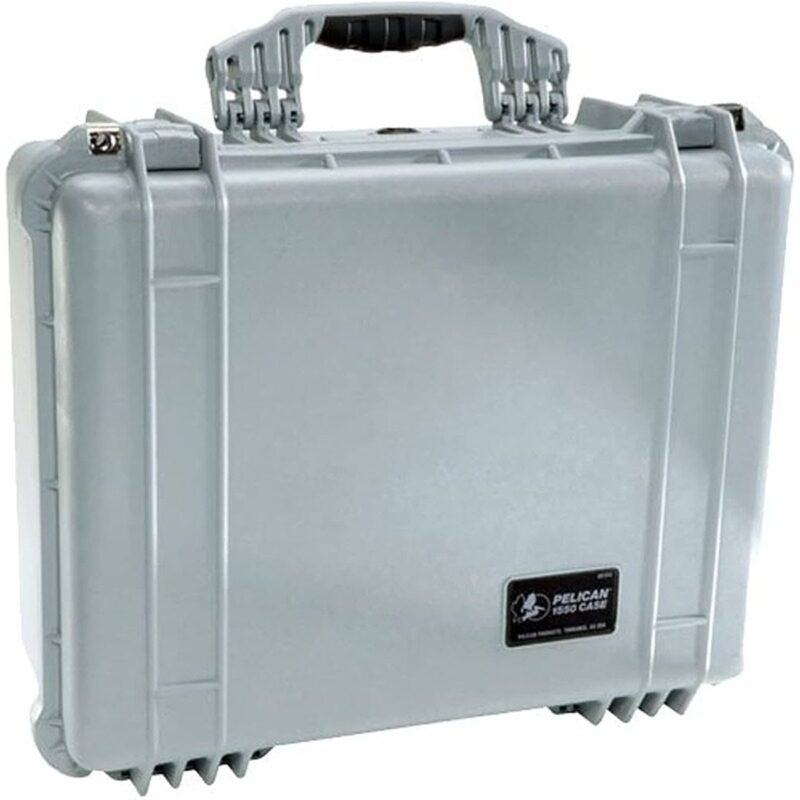 Pelican 1550NF Protector Case Silver No Foam Watertight Crushproof Empty Interior 1550-001-180