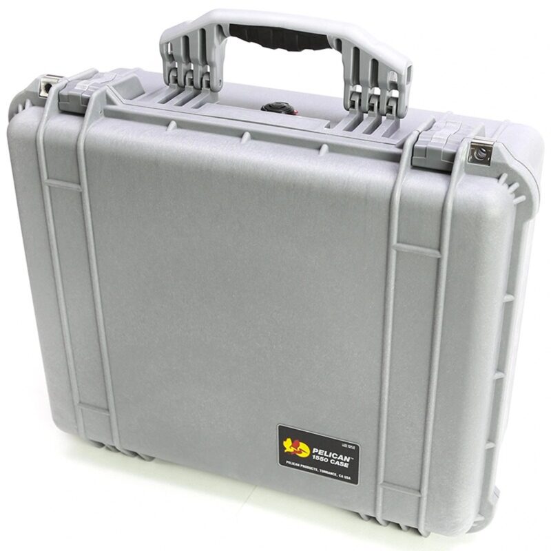 Pelican 1550NF Protector Case Silver No Foam Watertight Crushproof Empty Interior 1550-001-180