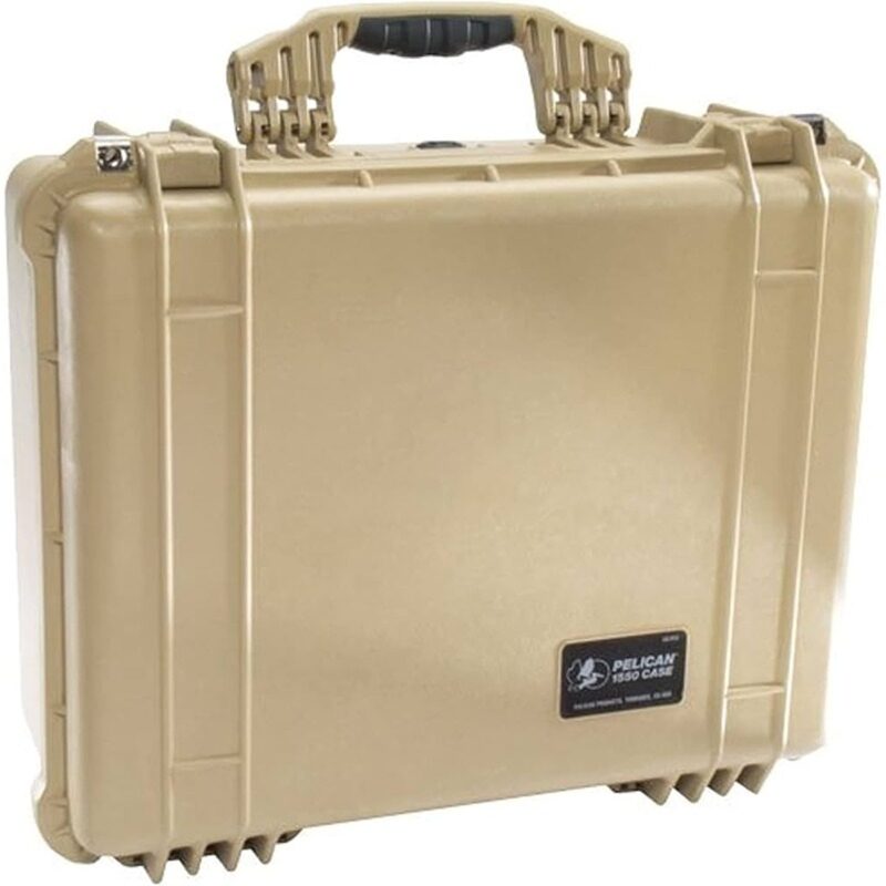 Pelican 1550NF Protector Case Desert Tan No Foam Watertight Crushproof Empty Interior 1550-001-190
