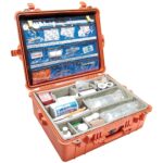 Pelican 1550EMS Medical Case Orange with Lid Organizer & Padded Dividers Watertight High Visibility 1550-005-150