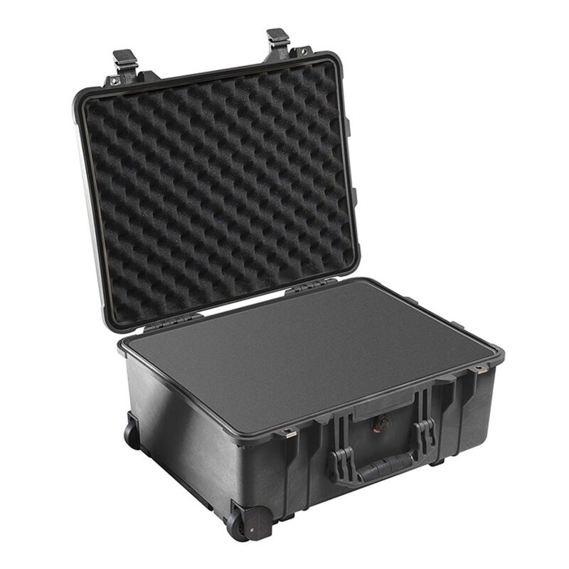 Pelican 1560 Protector Case Black with Foam Watertight Crushproof Rolling Wheels 1560-000-110