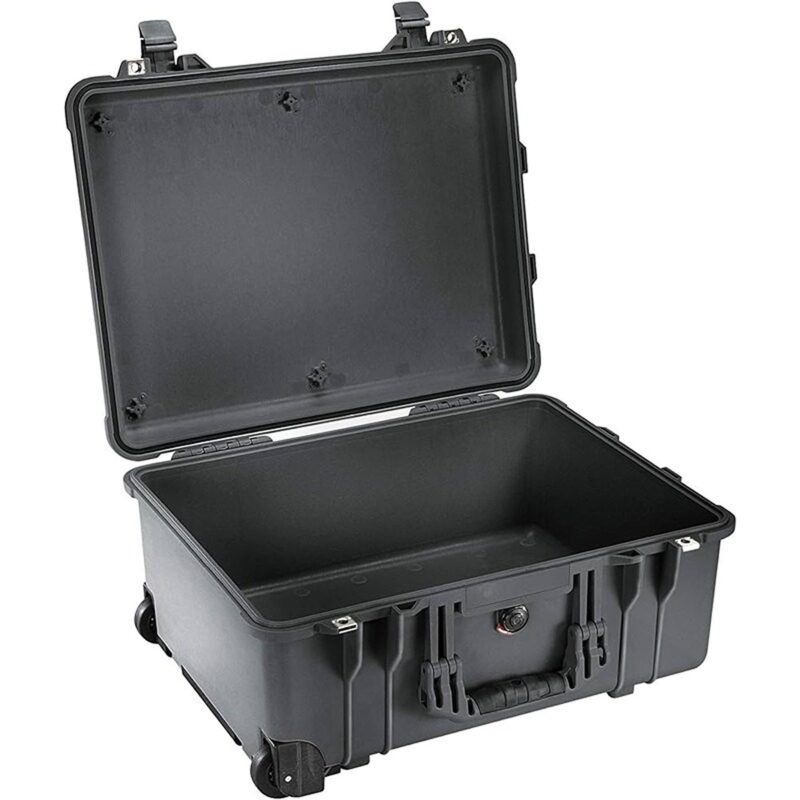 Pelican 1560 Protector Case Black with Foam Watertight Crushproof Rolling Wheels 1560-000-110