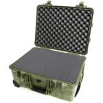 Pelican 1560 Protector Case OD Green with Foam Watertight Crushproof Rolling Wheels 1560-000-130