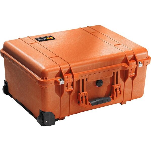 Pelican 1560 Protector Case Orange with Foam Watertight Crushproof Rolling Wheels High Visibility 1560-000-150