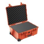 Pelican 1560 Protector Case Orange with Foam Watertight Crushproof Rolling Wheels High Visibility 1560-000-150