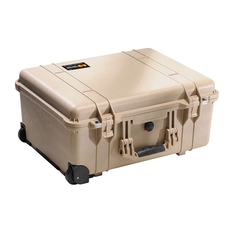 Pelican 1560 Protector Case Desert Tan with Foam Watertight Crushproof Rolling Wheels 1560-000-190
