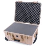 Pelican 1560 Protector Case Desert Tan with Foam Watertight Crushproof Rolling Wheels 1560-000-190