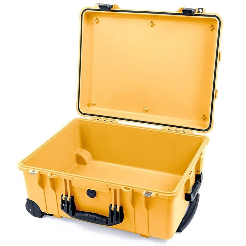 Pelican 1560 Protector Case Yellow with Foam Watertight Crushproof Rolling Wheels High Visibility 1560-000-240