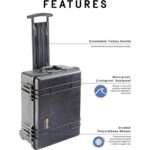 Pelican 1560NF Protector Case No Foam Black - Watertight Crushproof Hard Equipment Case with Wheels & Trolley Handle