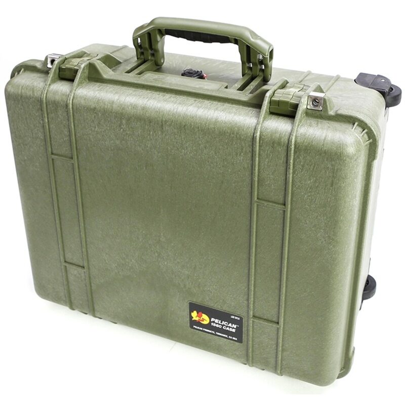 Pelican 1560NF Protector Case No Foam OD Green - Watertight Crushproof Hard Equipment Case with Wheels & Trolley Handle