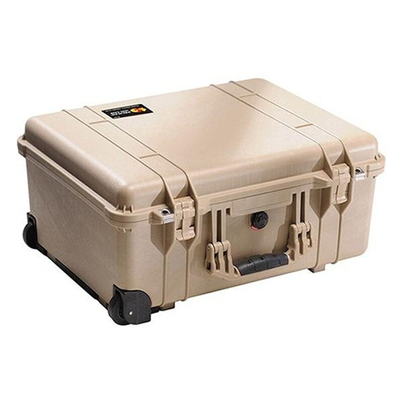 Pelican 1560NF Protector Case No Foam Desert Tan - Watertight Crushproof Hard Equipment Case with Wheels & Trolley Handle