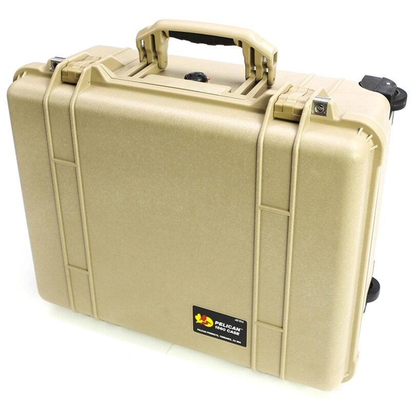 Pelican 1560NF Protector Case No Foam Desert Tan - Watertight Crushproof Hard Equipment Case with Wheels & Trolley Handle