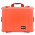 Pelican 1600 Protector Case with Foam Orange - Watertight Crushproof Hard Equipment Case with Pick N Pluck Foam & Pressure Valve
