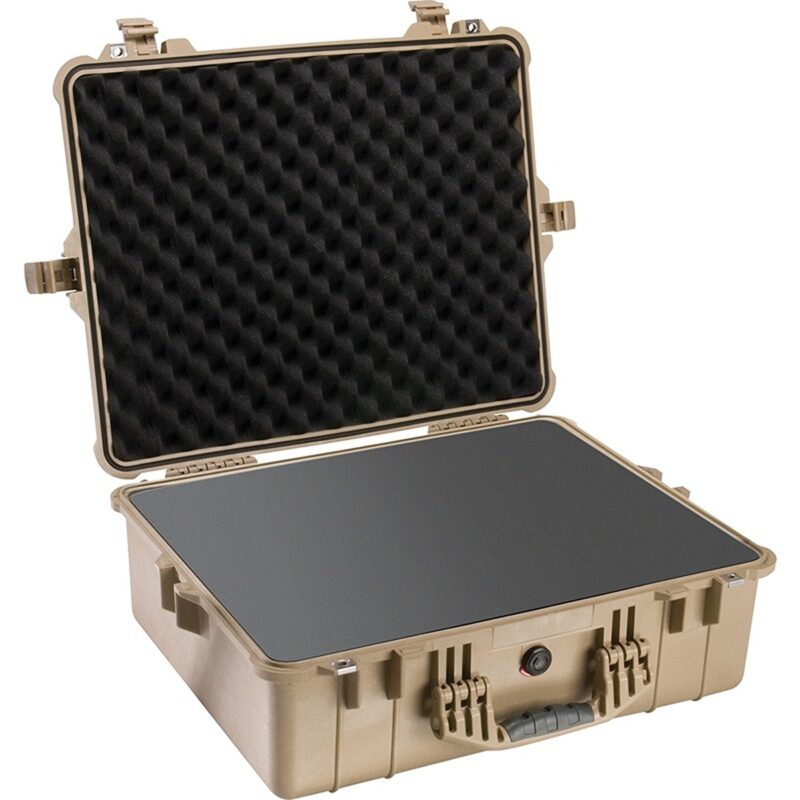Pelican 1600 Protector Case with Foam Desert Tan - Watertight Crushproof Hard Equipment Case with Pick N Pluck Foam & Pressure Valve