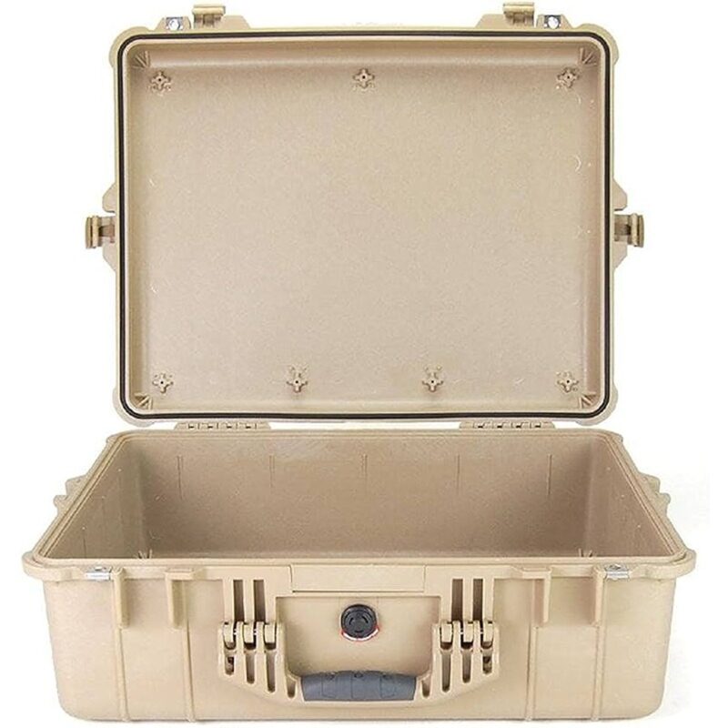 Pelican 1600 Protector Case with Foam Desert Tan - Watertight Crushproof Hard Equipment Case with Pick N Pluck Foam & Pressure Valve