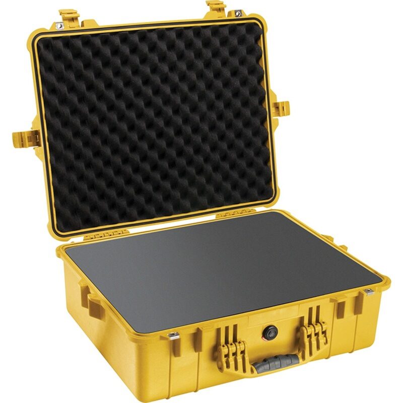 Pelican 1600 Protector Case with Foam Yellow - Watertight Crushproof Hard Equipment Case with Pick N Pluck Foam & Pressure Valve