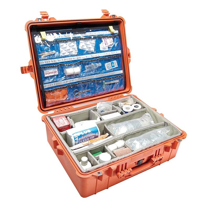 Pelican 1600EMS Case with Lid Organizer & Padded Dividers Orange - Watertight Crushproof EMS Medical Equipment Case (1600-005-150)