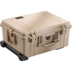 Pelican 1610 Protector Case with 3-Level Foam Desert Tan - Watertight Crushproof Wheeled Hard Equipment Case with Trolley Handle (1610-020-190)