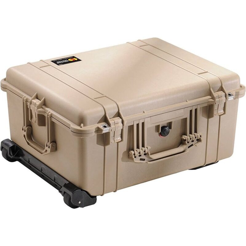 Pelican 1610 Protector Case with 3-Level Foam Desert Tan - Watertight Crushproof Wheeled Hard Equipment Case with Trolley Handle (1610-020-190)