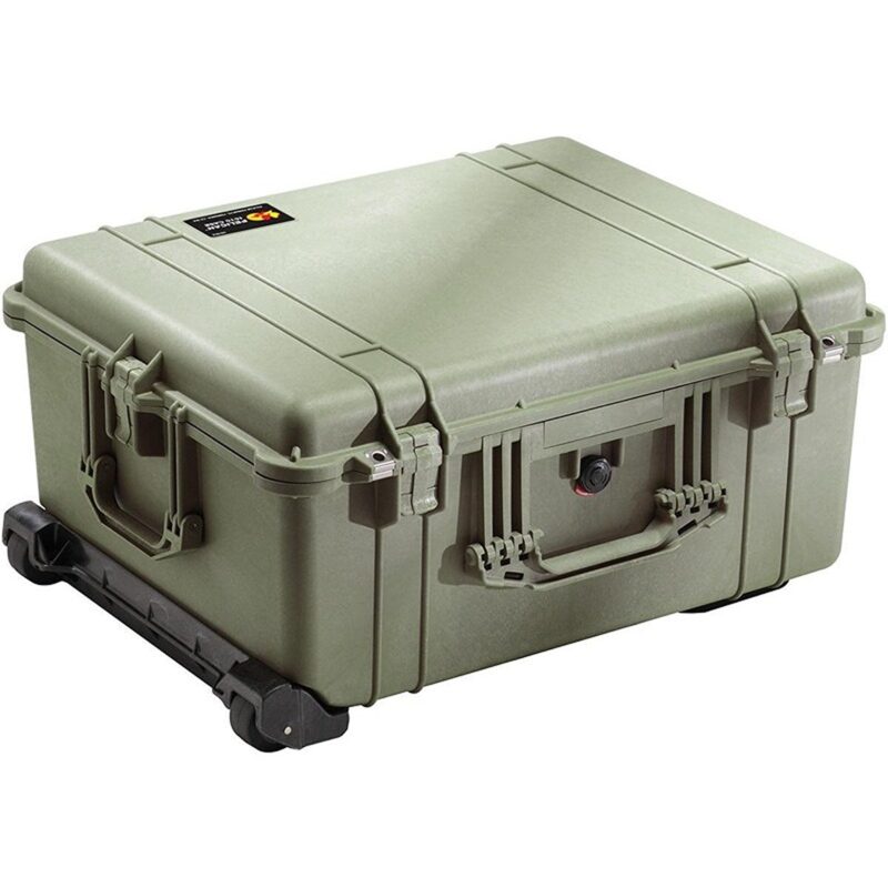 Pelican 1610NF Protector Case No Foam OD Green - Watertight Crushproof Wheeled Hard Equipment Case with Trolley Handle (1610-021-130)