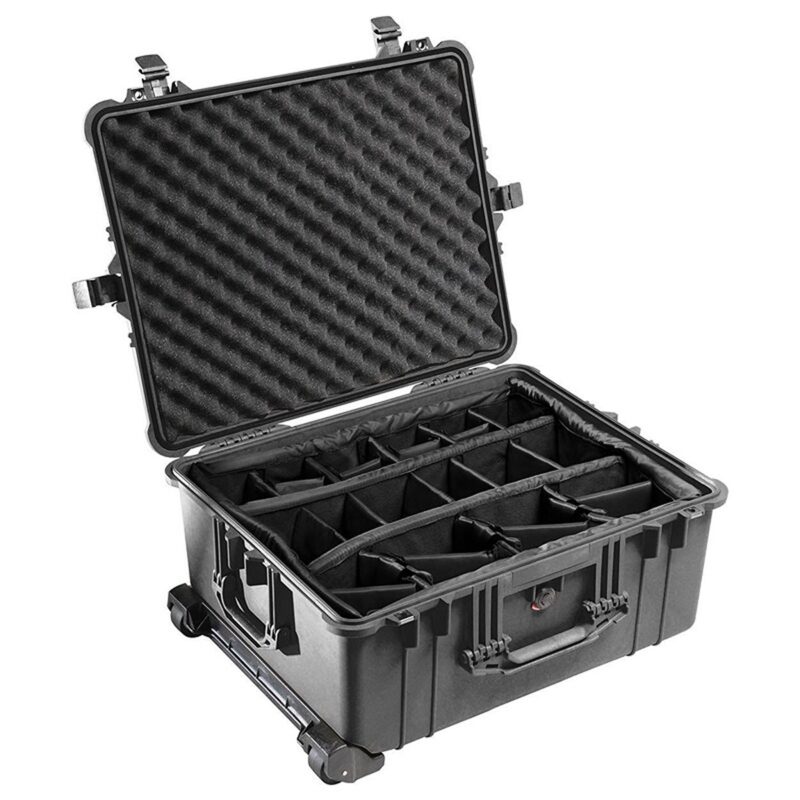 Pelican 1614 Protector Case with Padded Dividers Black - Watertight Crushproof Wheeled Hard Equipment Case with Trolley Handle (1610-024-110)