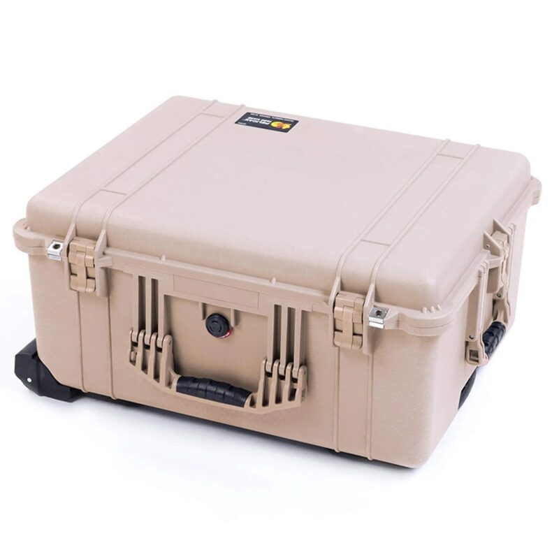 Pelican 1620 Protector Case with 4-Level Foam Desert Tan - Watertight Crushproof Wheeled Hard Equipment Case with Trolley Handle (1620-020-190)