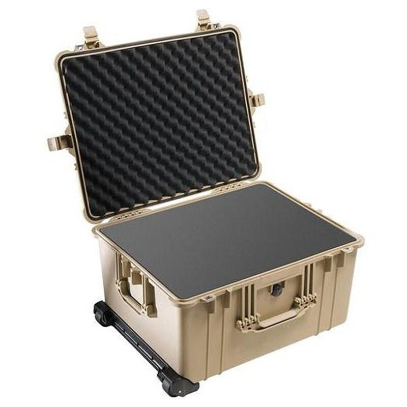 Pelican 1620 Protector Case with 4-Level Foam Desert Tan - Watertight Crushproof Wheeled Hard Equipment Case with Trolley Handle (1620-020-190)
