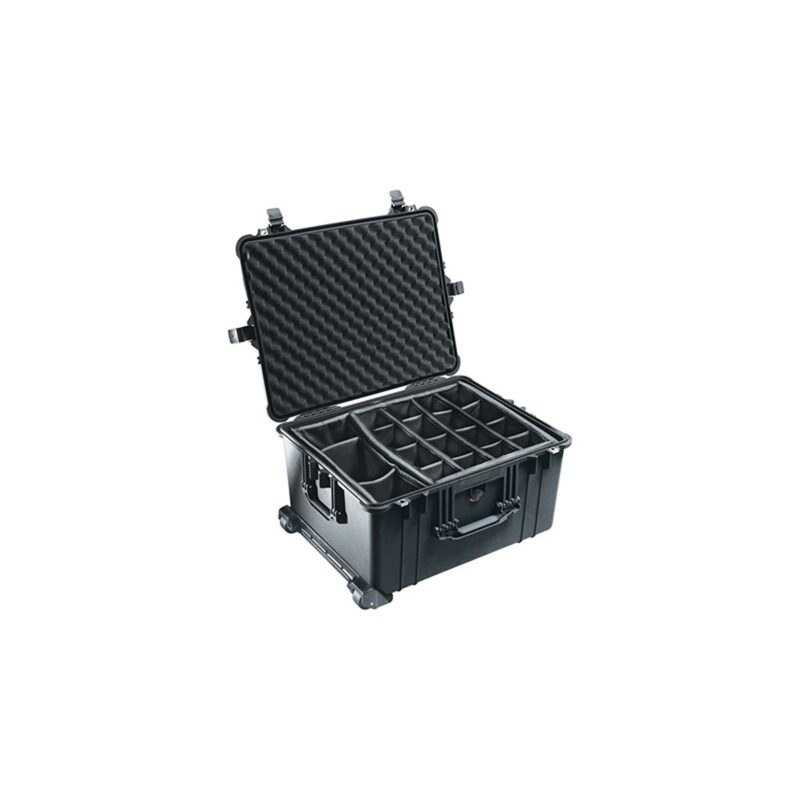 Pelican 1624 Protector Case with Padded Dividers Black - Watertight Crushproof Wheeled Hard Equipment Case with Trolley Handle (1620-024-110)