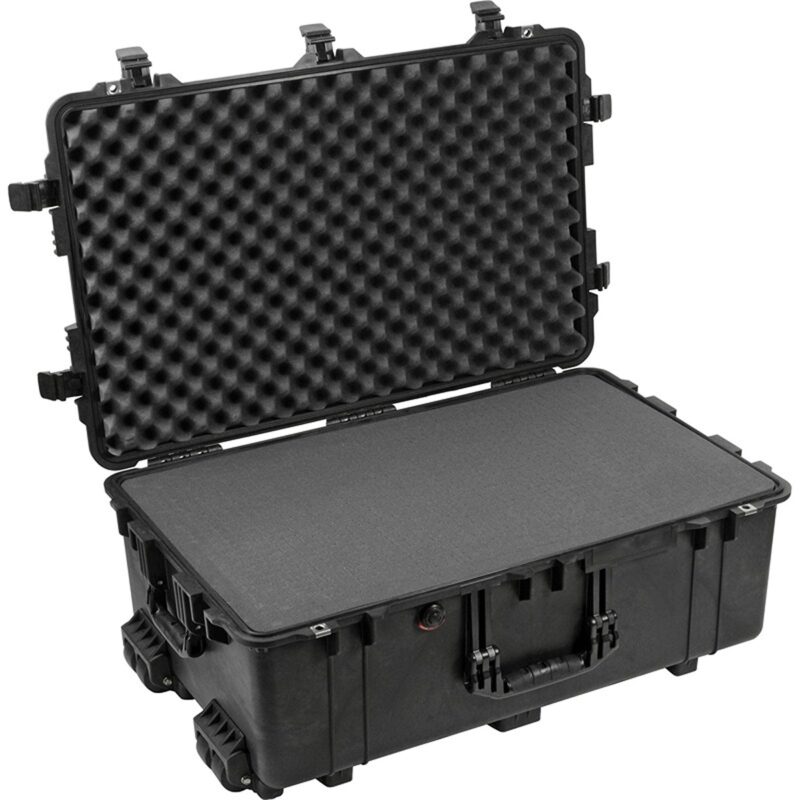 Pelican 1650 Protector Case with 2-Level Foam Black - Watertight Crushproof Wheeled Hard Equipment Case with 4 Wheels & Trolley Handle (1650-020-110)