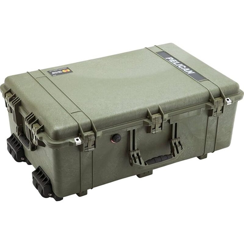 Pelican 1650 Protector Case with 2-Level Foam OD Green - Watertight Crushproof Wheeled Hard Equipment Case with 4 Wheels & Trolley Handle (1650-020-130)