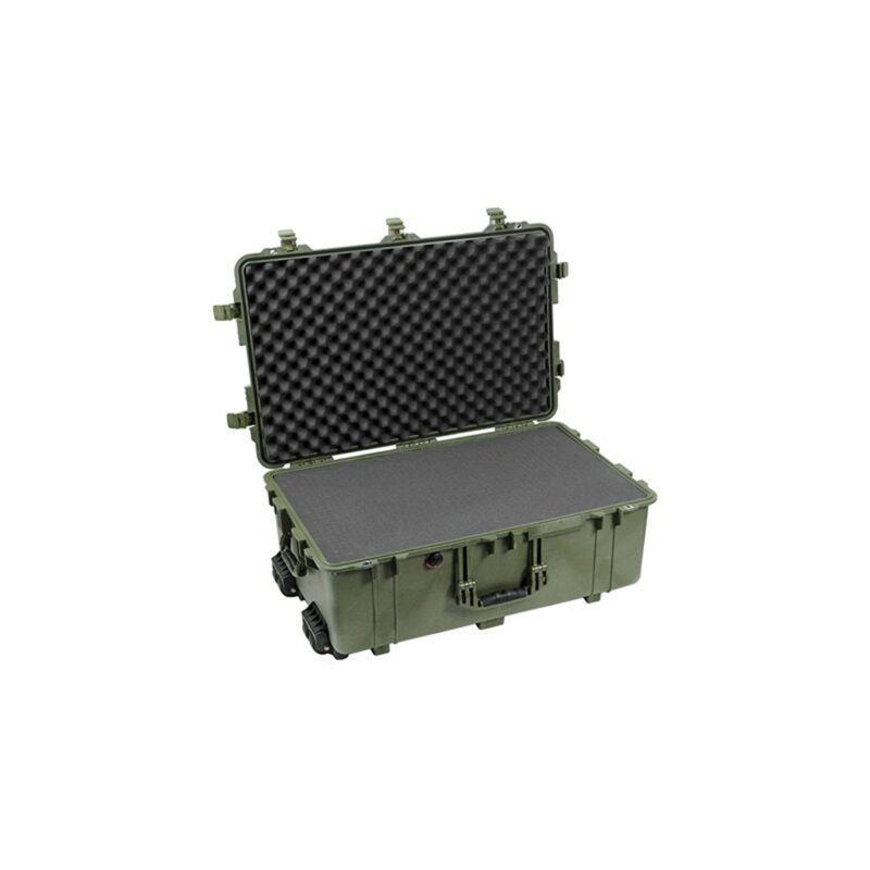 Pelican 1650 Protector Case with 2-Level Foam OD Green - Watertight Crushproof Wheeled Hard Equipment Case with 4 Wheels & Trolley Handle (1650-020-130)