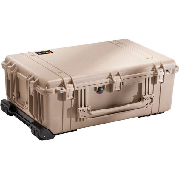 Pelican 1650 Protector Case with 2-Level Foam Desert Tan - Watertight Crushproof Wheeled Hard Equipment Case with 4 Wheels & Trolley Handle (1650-020-190)
