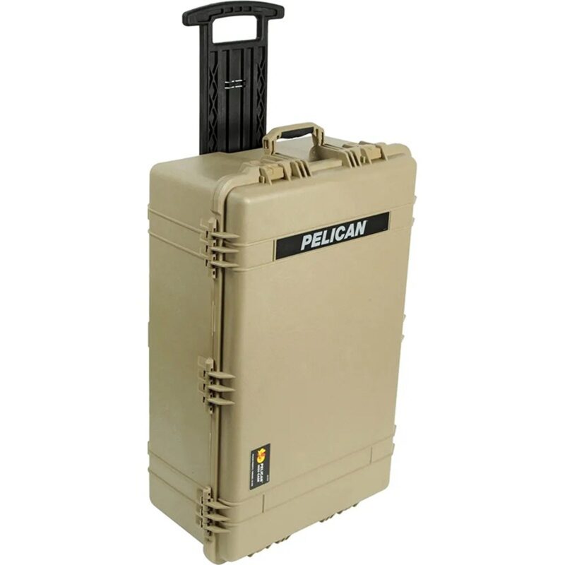 Pelican 1650NF Protector Case No Foam Desert Tan - Watertight Crushproof Wheeled Hard Equipment Case with 4 Wheels & Trolley Handle (1650-021-190)