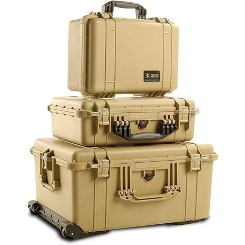 Pelican 1660 Protector Case with 3-Level Foam Desert Tan - Watertight Crushproof Wheeled Hard Equipment Case with 4 Wheels & Trolley Handle (1660-020-190)