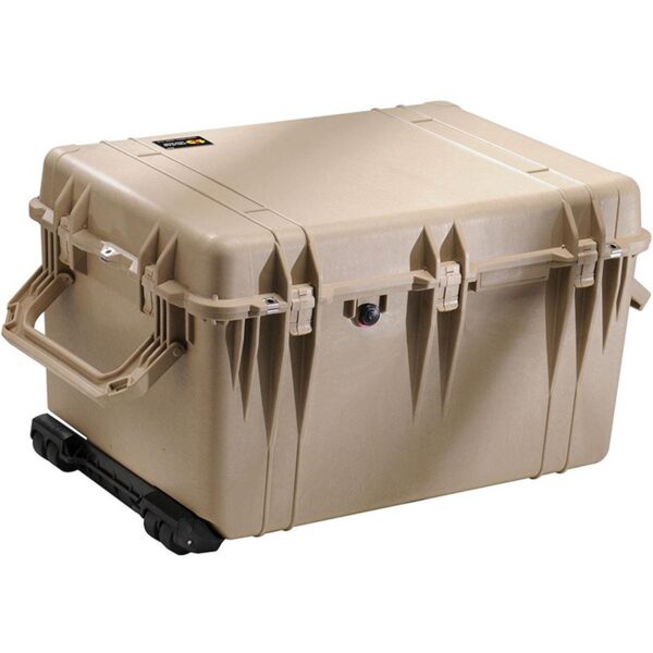 Pelican 1660NF Protector Case No Foam Desert Tan - Watertight Crushproof Wheeled Hard Equipment Case with 4 Wheels & Trolley Handle (1660-021-190)