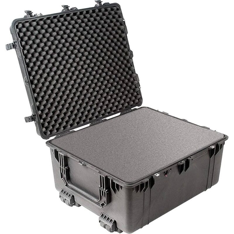 Pelican 1690 Protector Case with 3-Level Foam Black - Watertight Crushproof Wheeled Hard Equipment Case with 4 Wheels & Trolley Handle (1690-000-110)